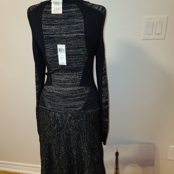 BNWT Bcbgmaxazria Jennings Sweater Dress Black Metallic Silver S - Picture 6 of 8